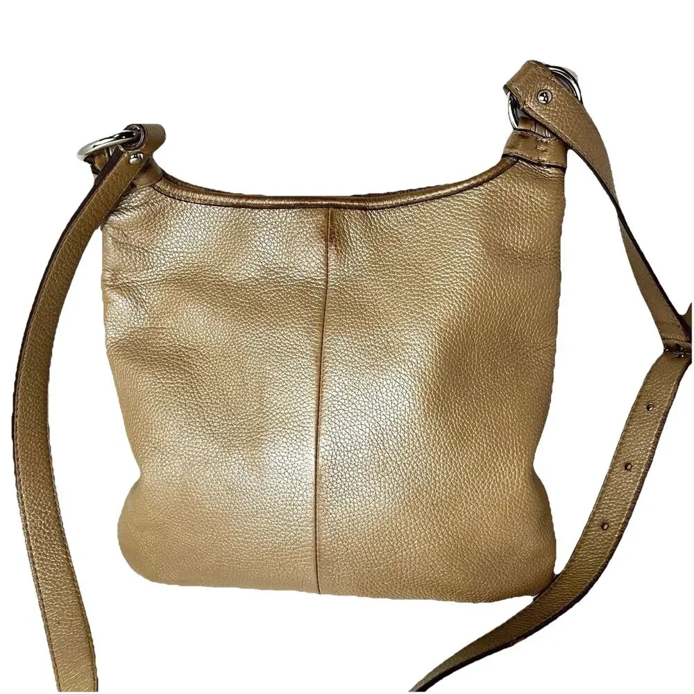 Coach Penelope F16533 Champagne Gold Metallic Leather Crossbody Bag